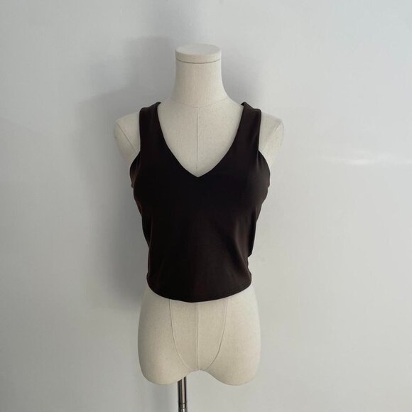 Alo Yoga Chocolate Brown V Neck Crossback Tank | Women’s Size Medium - Picture 1 of 4